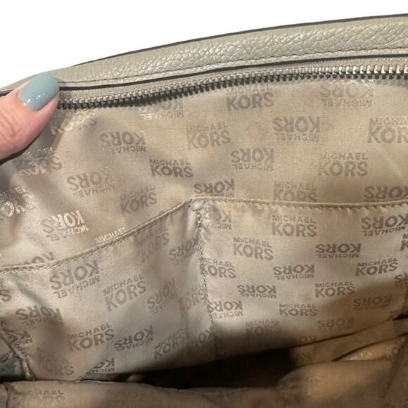 Michael Kors Dove Gray Leather Sandrine Studded Satchel Bag Women - Picture 11 of 13